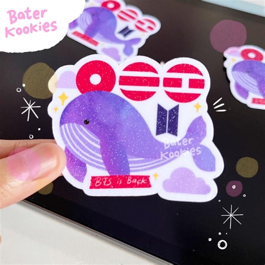 BTS Sticker: Arirang Purple Whale Bangtan, Kpop Laptop Glitter Sticker - Etsy
