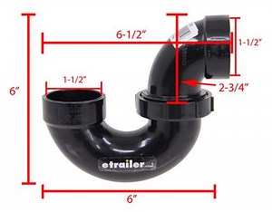 Valterra P-Trap DWV Fitting for RV Sewer System - Union Joint - ABS Plastic - 1-1/2" Hub Valterra RV
