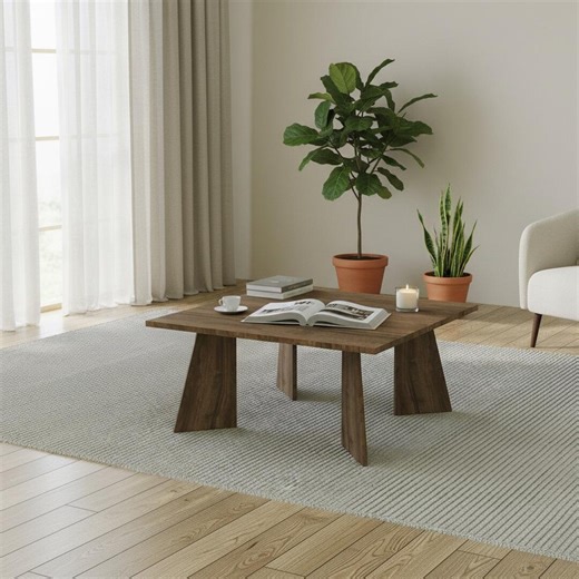 Square Coffee Table – Walnut Finish Coffee Table – Modern Minimal Living Room Table – Contemporary Center Table - Etsy