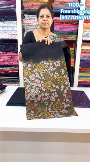 Beautiful kalamkari printed cottonsarees @1100/-freeshipping (8977016790)#Vastra saree #cottonsaree#