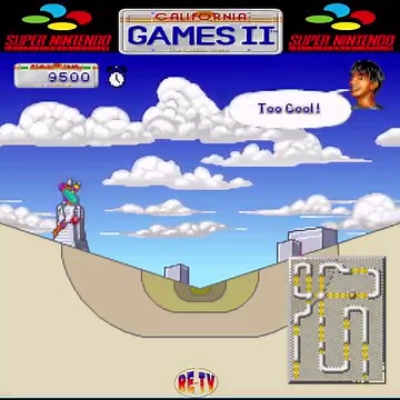 California Games 2 (SNES) Bodyboarding,Hang gliding,Jet surfing,Skateboarding and Snowboarding. The object of the game is to score as many points as possible by performing stunts and surviving the event. Each event has different play mechanics and physics as well. #retrogames #retro #snes #nintendo #arcade #classic #videogames #nostalgia | Retro-Entertainment TV