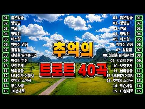 흘러간 옛노래 뽕짝 메들리 가사 포함 🍁트로트 모음 40곡 #트로트 메들리 #인기트로트 🍁 하루 종일 듣기 좋은 노래 모음