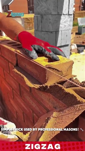 Clean Precise Bricklaying Technique for Aligning and Finishing Masonry Walls in Construction