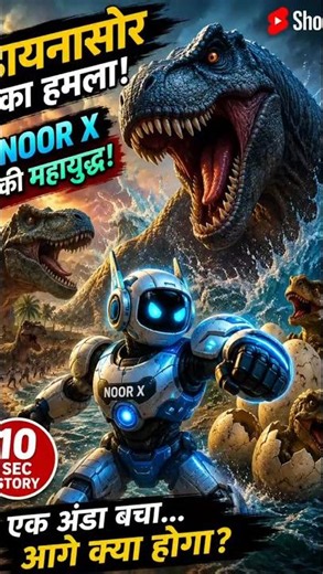 Noor X vs Giant Dinosaur 🦖🤖 | Robot Saves Humans | Full Story #shorts