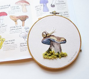 Snail & Mushroom Embroidery Pattern: Thread Painting Guide (PDF Download) - Etsy