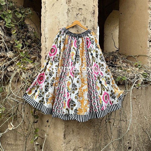 Boho Patchwork Cotton Maxi Skirt | Colorful Handmade Long Skirt for Women Boho Patchwork Cotton Maxi Skirt | - Etsy