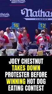 Joey Chestnut took down a protester who fled the stage before winning the 2022 Nathan’s hot dog eating contest. | Washington Examiner
