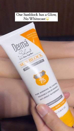 22K views · 21 reactions | Our Sunblock has a Glow, Tested on Different Skin types. No Whitecast. When the temperature hits 46°C, remember to hydrate, seek shade, wear light clothing, and apply sunscreen. To Shop Inbox us or ,➡️ Visit the Link in Bio to Shop Online #Dermashine #lipcara #Skincare #treatsageing #skincarewithdermashine #vitaminc #treatdullskinwithvitaminc #footcare #footbleachingmask #dermaspf | Derma Shine | Facebook