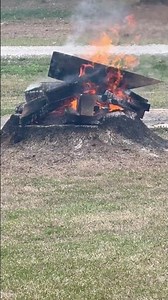 Got those stumps super hot & burning before the storm comes in today. #yardwork #zoysiagrass