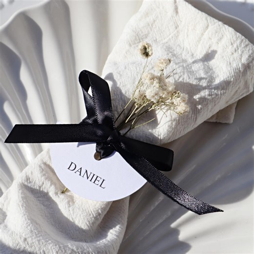 Personalised Arch Wedding Name Tags With Satin Ribbon, Modern Place Cards Table Decor TG-30 - Etsy