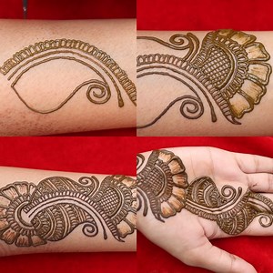 Fashionable front hand arabic mehndi design for wedding | Amisha Arts