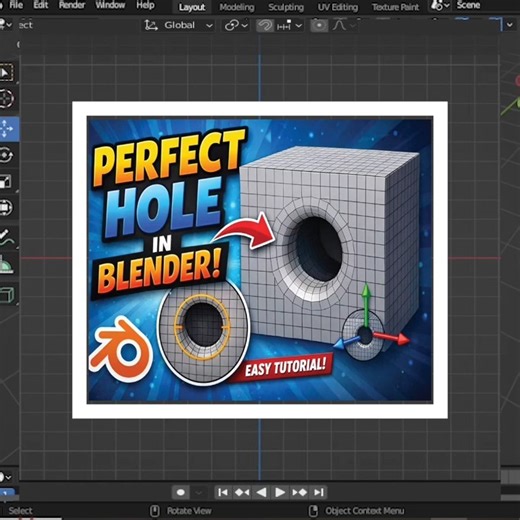 How to Make a Perfect Circle Hole in Blender #blender #shorts #blender3d