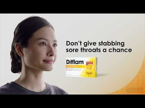 Difflam Anti-Inflammatory Anti-Bacterial Lozenges, don’t give stabbing sore throats a chance. (15s)