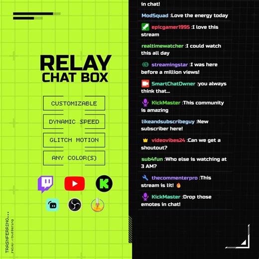 Glitch Chat Widget for Twitch, Kick and Youtube - Relay Customizable Chat Box Overlay - Etsy
