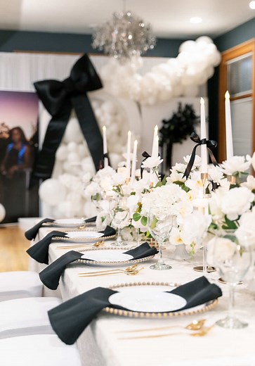 A sophisticated college graduation celebration, where an elegant tablescape adorned with stunning white florals sets the perfect tone for the evening. A memorable dinner gathering, surrounded by close family and friends, to celebrate this special milestone. Thank you Deanna & Daxco for having .. 😀& letting us be a part of your Sepecial Day Congratulations Daxco on your Milestone…..!!!! #graduation #graduate #grad #floral #white #roses #tablescape #tabledecor #candles #elegant #backdrop #balloon