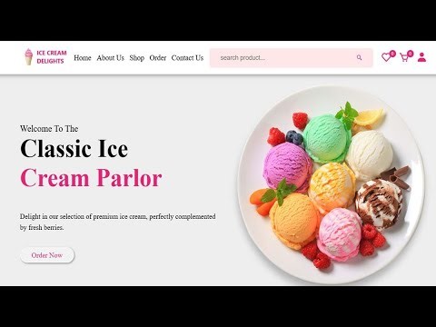 Multipages ice-cream shop website using html css js php & mysql from scratch admin panel part one