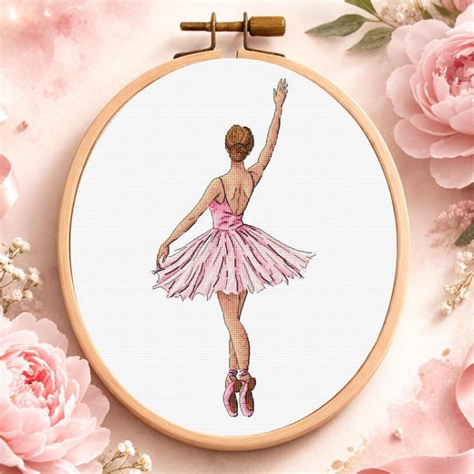 Ballerina Dance Cross Stitch Art Pattern, Counted Embroidery Design, Printable PDF Chart, Point De Croix, Punto De Cruz - Etsy