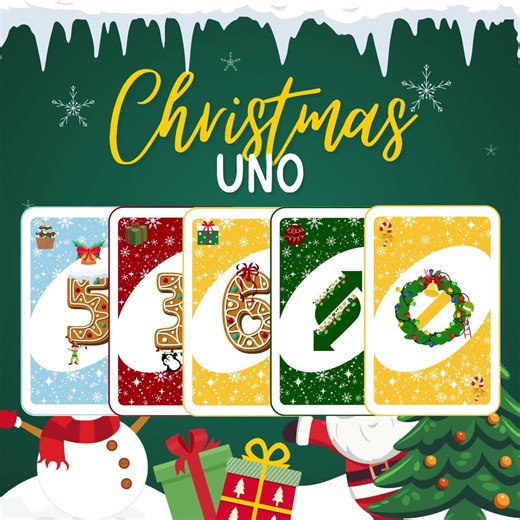 Printable Christmas Uno Game, Holiday Party Game for Kids & Family, Xmas Eve Box Filler, Winter Themed Uno Game, Digital Download - Etsy