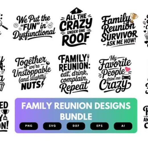 Family Reunion SVG Bundle | Funny Family Quotes, Reunion Clipart , Silhouette Cut Files for Cricut & Sublimation - Etsy