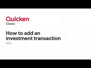 Quicken Classic for Mac - How to add an investment transaction