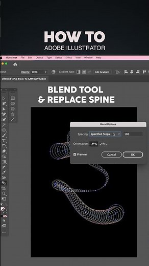 Mastering Adobe Illustrator:3D Gradient Blends & Replacing Spine Tutorial #shorts #adobeillustrator