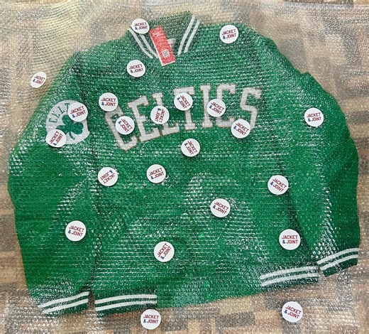 Custom Green Satin Varsity Jacket Basketball Fan Style Inspired by Bostn Celtix Personalized Letterman Bomber Jacket for Men Women and Youth