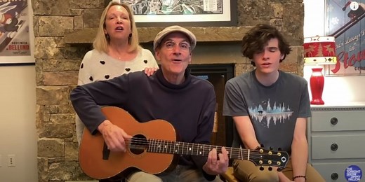 James Taylor performs from home with his wife and son singing harmony, and it's just so pure