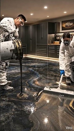 Ultimate Garage Makeover Time-Lapse | Metallic Epoxy Floor & Custom Setup❤️😃