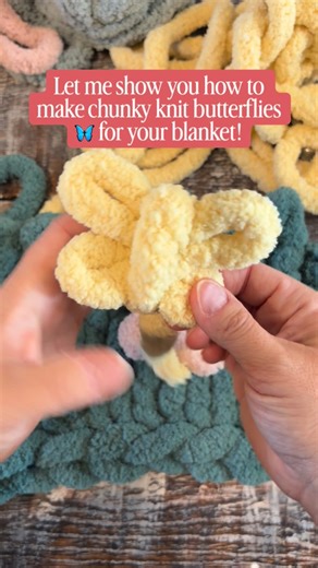 Jamie Jones on Instagram: "🦋 Let me show you how to make chunky knit butterflies for your blanket! This is a slow, step-by-step tutorial showing how I make these soft, chunky butterflies without speeding things up—so you can actually follow along. They’re a sweet addition to baby blankets, keepsakes, or any cozy handmade piece. Grab your yarn, settle in, and knit with me 💕 Would you add butterflies to your blanket, or keep it simple?🦋 #chunkyknit #butterflies #handknit #chinkyblanket #diychun
