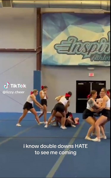 i love double downs! (i didnt even make it around a full two times) #cheer #cheerleading #stunts #stunting #basket #spinning