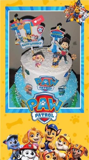 "Paw Patrol birthday cake tutorial! 🎂🐾 DM for custom orders! #PawPatrol #CakeArt #BirthdayCake"