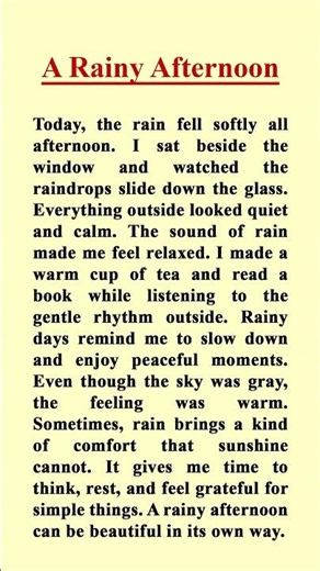 A Rainy Afternoon | Easy English Story for Beginners (120 Words) #shortenglishstory #english