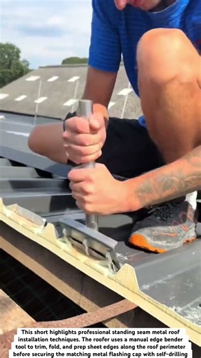 Pro Metal Roof Edge Flashing & Trimming Installation! 🏠✨ #shorts⁠