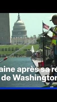 Washington: Lincoln Memorial reflecting pool turns green one week after renovation finishes