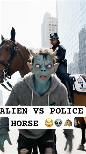 Alien Tries Interviewing a Police Horse… Instantly Panics 😂🐴👽 #shorts #zoggovlogs