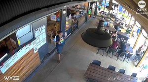 CCTV footage shows people scatter from a cafe in the Pacific island nation of Vanuatu, as a 7.3-magnitude earthquake struck the island earlier this week. The earthquake killed at least 14 people, though authorities say that number is expected to rise. Read more: https://abcnews.go.com/International/wireStory/rescuers-dig-survivors-vanuatu-earthquake-killed-14-people-116890642?utm_source=facebook&utm_medium=social&utm_campaign=dhfacebook&utm_content=app.dashhudson.com/abcnews/library/media/483505