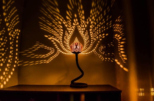 Table Lamp - Deco Boho Round Accent Lamp - Etsy