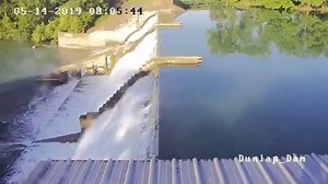 NEW VIDEO from the Guadalupe Blanco River Authority shows the "precise moment the middle gate collapsed resulting in the dewatering of Lake Dunlap." https://on.khou.com/2w0uNmC (The collapse happens 9 seconds into the video) | KHOU 11 News