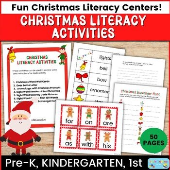 Christmas Literacy Center Activities, December Vocabulary Work, Sight Word Game