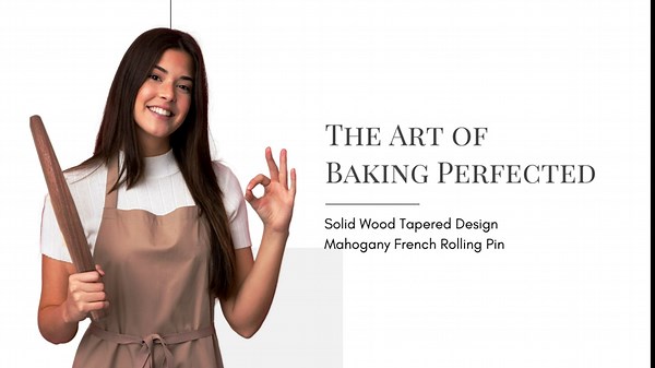 Top Notch Kitchenware Mahogany French Rolling Pin | Non-Stick Kitchen Tool | Tapered Solid Wood Design for Precise Bakin | Ideal for Professional & Home Bakers