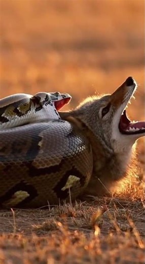 Will the python manage to swallow the jackal? Watch the epic wildlife showdown