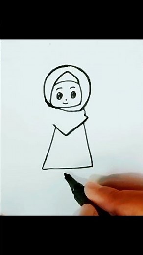 Cute Cartoon Girl with Eid Mubarak 🌙 Easy Drawing for Beginners! #drawing #art #easydrawing