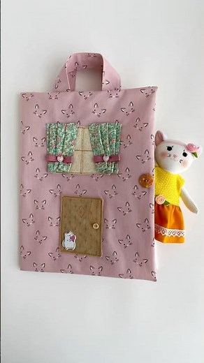 Soft toy cat with clothes, doll set with bag for girl