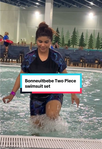 Bonneuitbebe Women's Two Piece Rash Guard Set Short Sleeve UPF 50 Sun Protection Swimsuit Set With Built-in bra #2pieceset #beachwear #swimsuit #sunprotection #swimwear