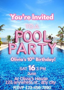 Pool Party Video Invitation: Editable Summer Birthday Invite (digital Download) - Etsy