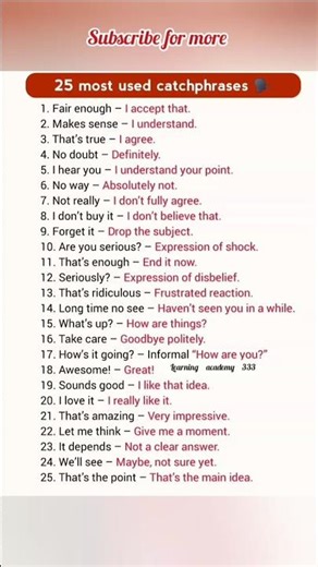 25 must used catchphrases 🔊✅ #english #catchphrases #shorts