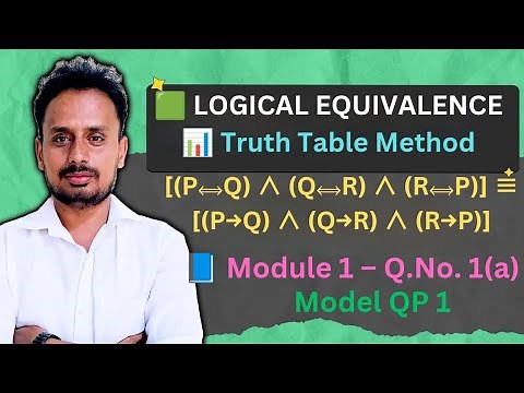Logical Equivalence Using Truth Table | VTU BCS405A | Q1(a) Model QP 1