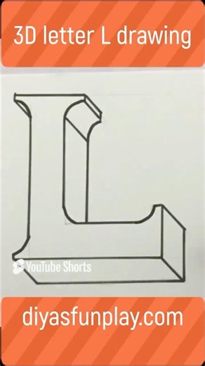 Letter L drawing shorts video - #shorts - How to draw 3d letter L #diyasfunplay