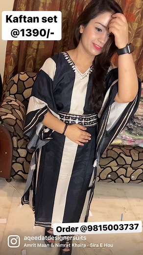 16K views · 338 reactions | Your favourite Black and white Kaftan set restocked @1390/-Muslin kaftan with embroidered neckline With embroidered belt & pants To place order WhatsApp @9815003737#blacklove #blackandwhite #whiteandblack #kaftanset #kaftan #highdemand #designer #coordset #readytowear #trendingreels #viralvideos #explore #search #punjabi #punjabisongs #dresses #ethnicwear #indianwear | AQEEDAT | Facebook