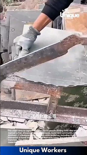 Cutting slate tiles: people shaping natural stone